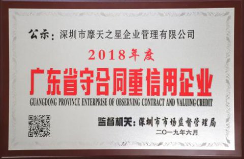 喜讯|TOP1体育荣获“广东省守合同重信用企业”殊荣